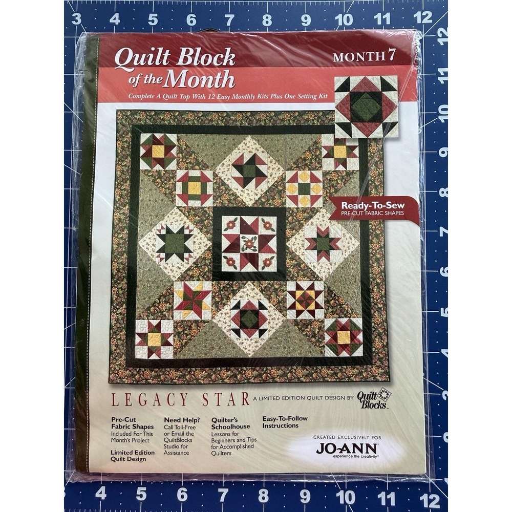 Joann Quilt Block Of The Month Legacy Star Limited Edition‎ Month 7 HOURGLASS